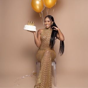 Gold Alglist Cleopatra birthday dress